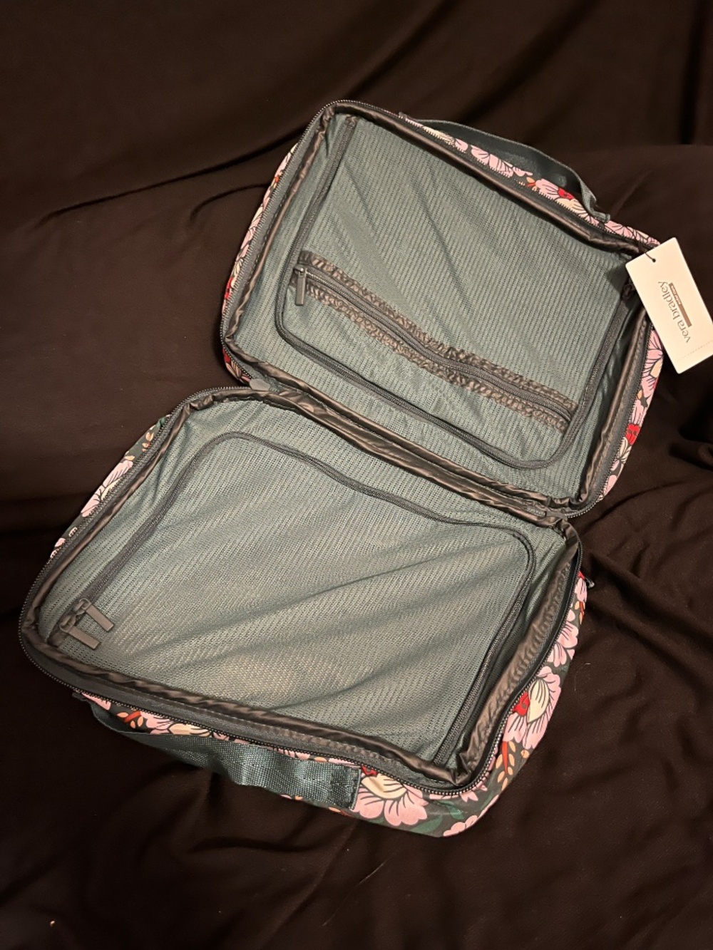 Vera Bradley Ultralight Lotus Sea Moss Lay Flat Backpack & Organizer Travel Set - Picture 8 of 15